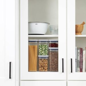 POP 5pc Plastic Airtight Food Storage Container Set White: Kitchen Canisters, Dishwasher-Safe, Lifetime Warranty