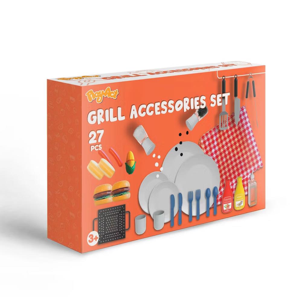 27 Pcs Kids Kitchen Toy Playset, BBQ Grill Pretend Play Food Sets, Birthday Christmas Halloween Gift for Toddlers 3 4 5 Years Old Girls Boys - Image 3