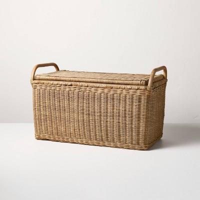 Large Rattan Storage Basket with Lid - with Magnolia - Image 3