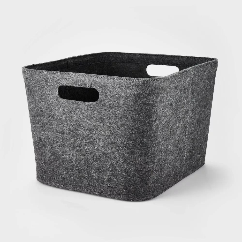 Rectangle Felt Basket with Stitching - Image 3