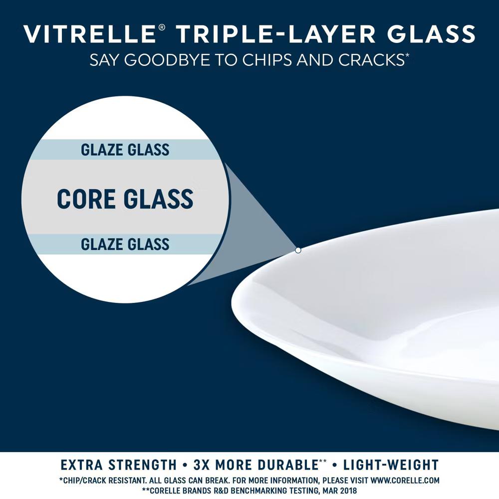 2pk Glass Vitrelle 30oz Meal Bowls White: Round Solid Noodle Bowls, Dishwasher & Microwave-Safe, 8.625" Diameter - Image 3