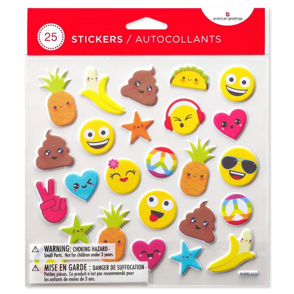 Puffy Stickers for Kids/3D Emojis/Hearts/Tacos 25ct - 2 Sheets - Image 4