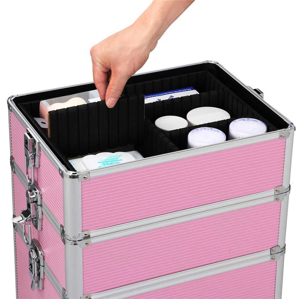 Yaheetech 4-In-1 Aluminum Rolling Cosmetic Makeup Train Cases - Image 21