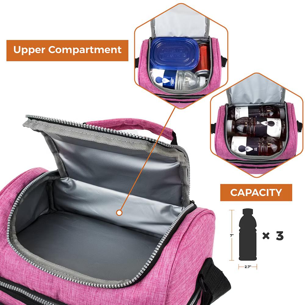 Double Decker Lunch Box Men Women, Insulated Leakproof Cooler Bag Adult Work, Dual Compartment Pail Tote Boys Girls Kids - Image 75