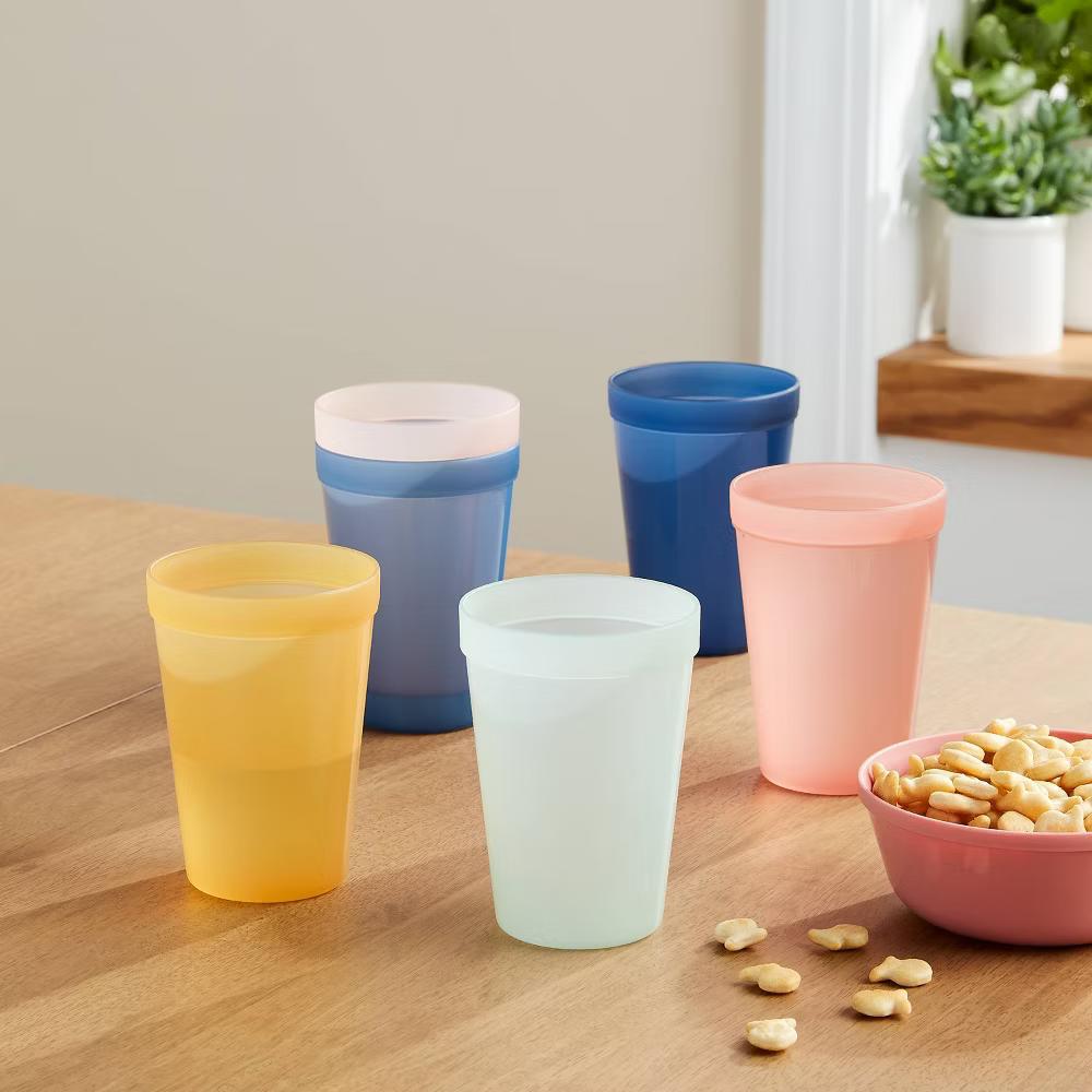 Kids' 6pc Basic Large 13.5oz Tumbler - Reusable Plastic Cups, Dishwasher & Microwave Safe