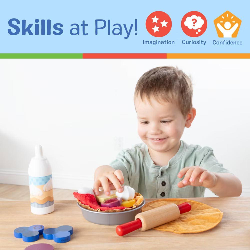 Make and Bake Pies Pretend Play Food Set and Wooden Oven - Image 6