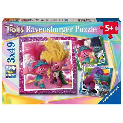 Trolls Puzzle Set 3pk: Creative Thinking, Cardboard, Includes Three 49-Piece Kids Puzzle Sets - Image 4