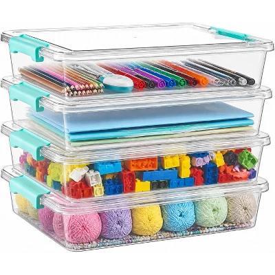 SpaceAid 6 QT Stackable Storage Bins with Lids, Clear Containers for Home Office and School Supplies, 4 Pack - Image 5