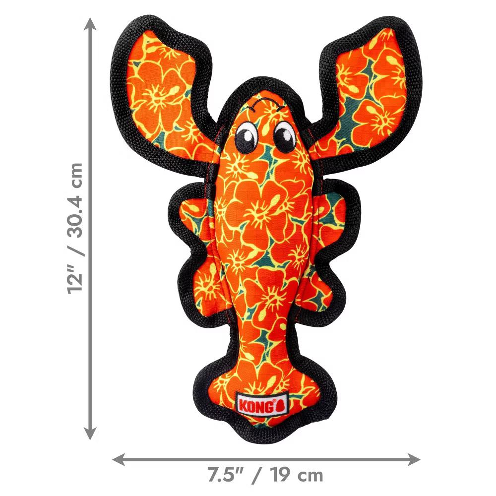 KONG Hibiscus Lobster Ballistic Dog Animal Toy: Nylon, Occupy, Cuddle, Medium/Small Breed Size - Image 2