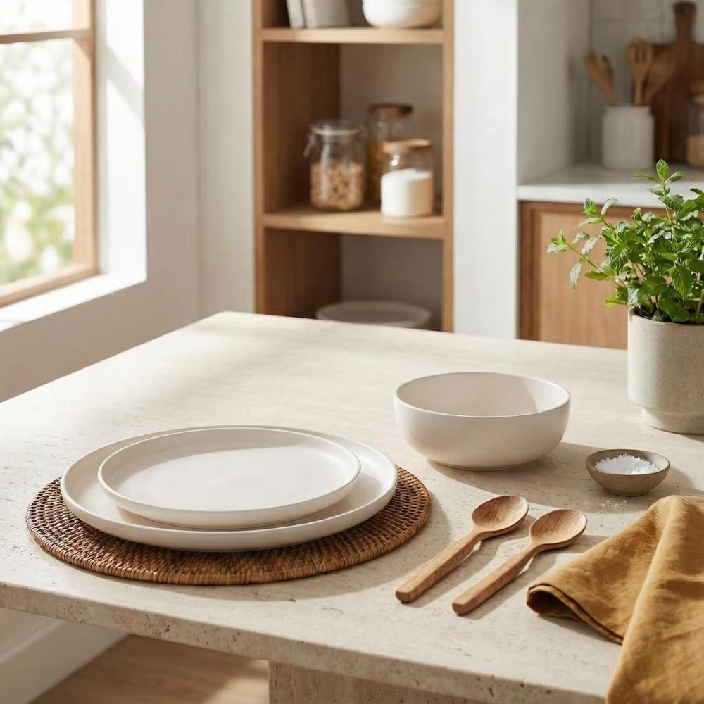 12-Piece Stoneware Dinnerware Set with Mugs, Microwave & Dishwasher Safe, Non-Toxic Dish Set, Plate Set, Stackable Matte Glaze Kitchenware for 3 - Image 32