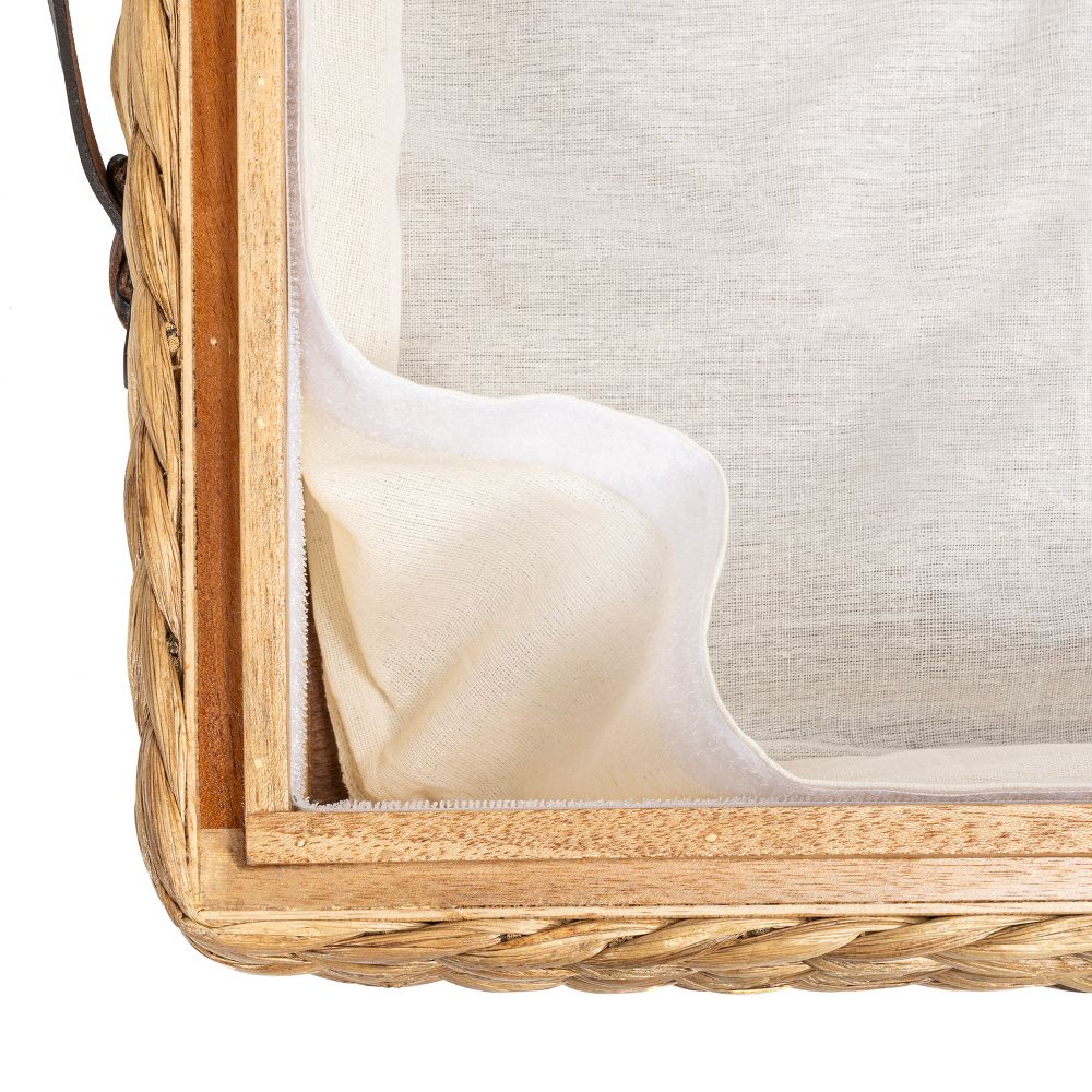 happimess Chett Minimalist Hand-Woven Hyacinth/Wood Underbed Storage Bin with Wheels and Handles - Image 14