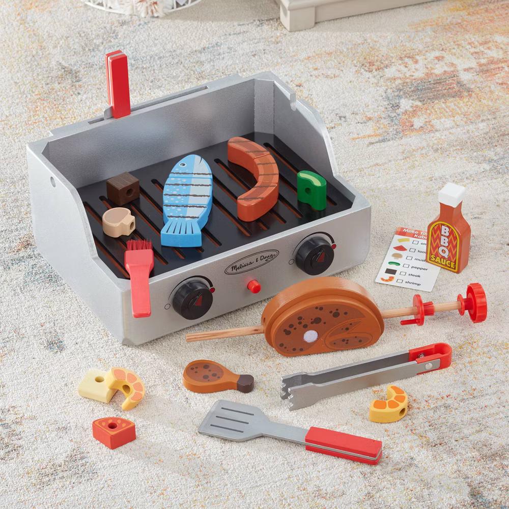 Rotisserie and Grill Wooden Barbecue Play Food Set (24pc): Toddler Creative Kitchen Accessories - Image 5