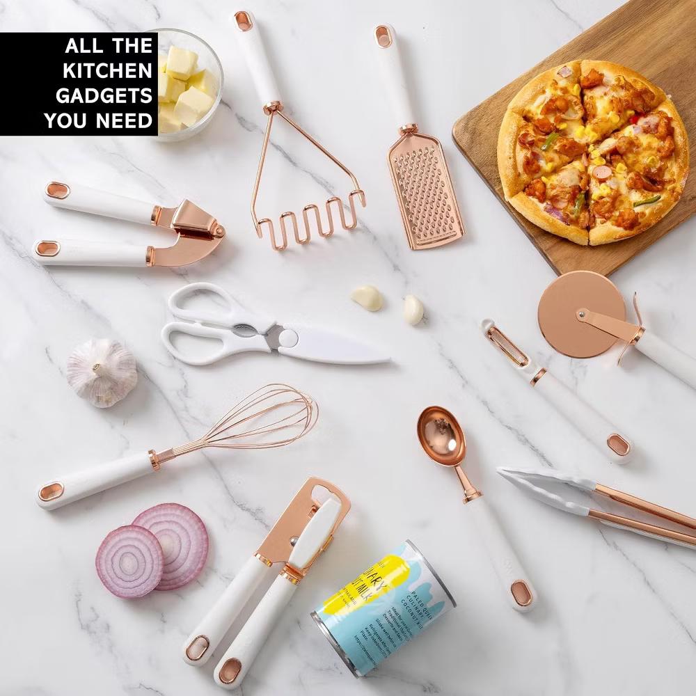 Kitchen Gadget Set Stainless Steel Utensils with Soft Touch Handles, 10 Pc. Copper - Image 25