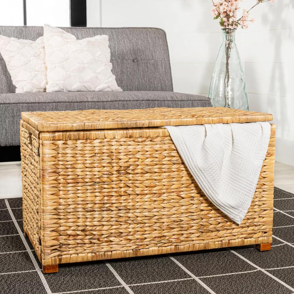 happimess Anada 30" Handwoven Wicker Weave Storage Trunk - Image 13