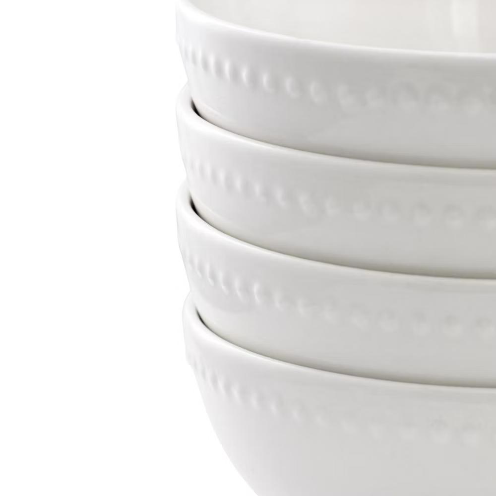 Olevia 6 Piece Stoneware Cereal Bowl Set in White, Service for 4 - Image 5