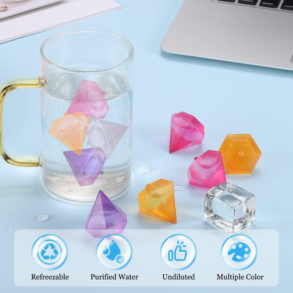 Plastic Reusable Diamond Shape Ice Cube Tray 3 x 3cm / 1.18 x 1.18 Inch Purple/Clear/Orange/Pink 24 Pcs - Image 3