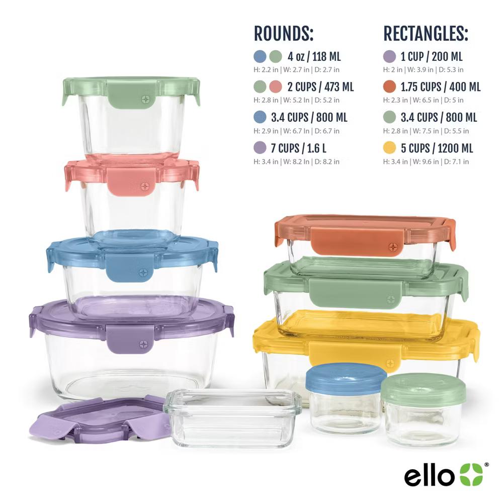 20pc Color Lock Mixed Food Storage Container Set: Glass & Polypropylene, Multicolored, Microwave & Oven-Safe - Image 6