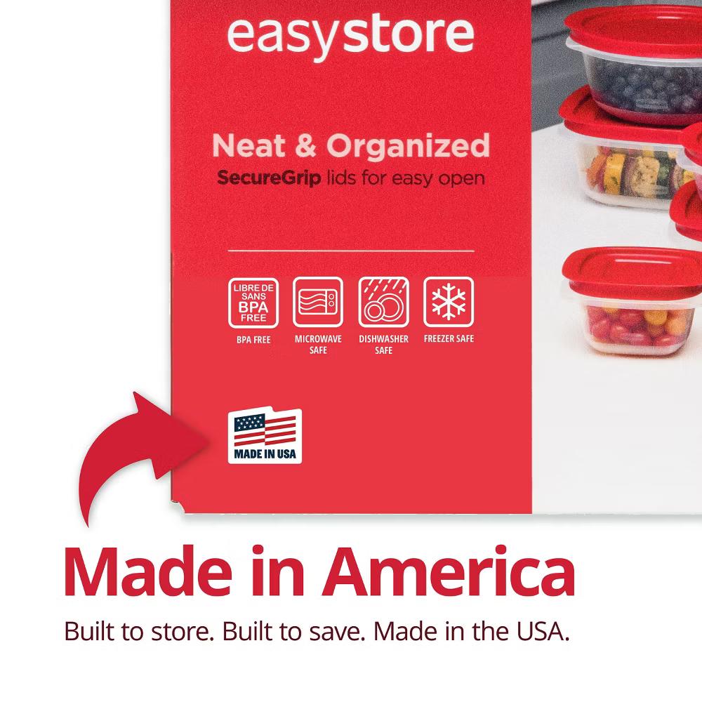 18pc Large Easy Store Rectangle Food Storage Container Set Red - Image 2