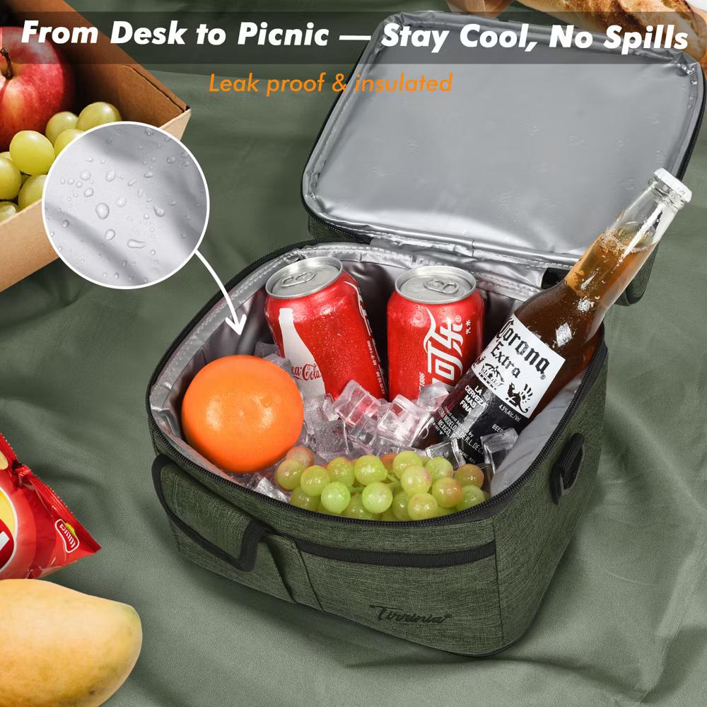 Dual Compartment Insulated Lunch Bag, Leakproof Lunch Tote with Front Pocket, Insulated Lunch Cooler Bag with Back Mesh Pocket - Image 40