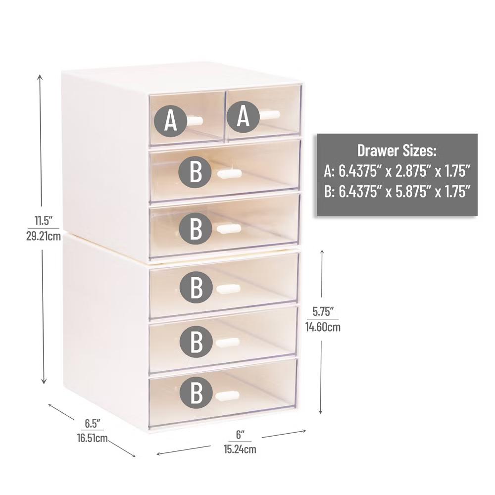 6 Drawer Plastic Desk Organization Set White - Image 3