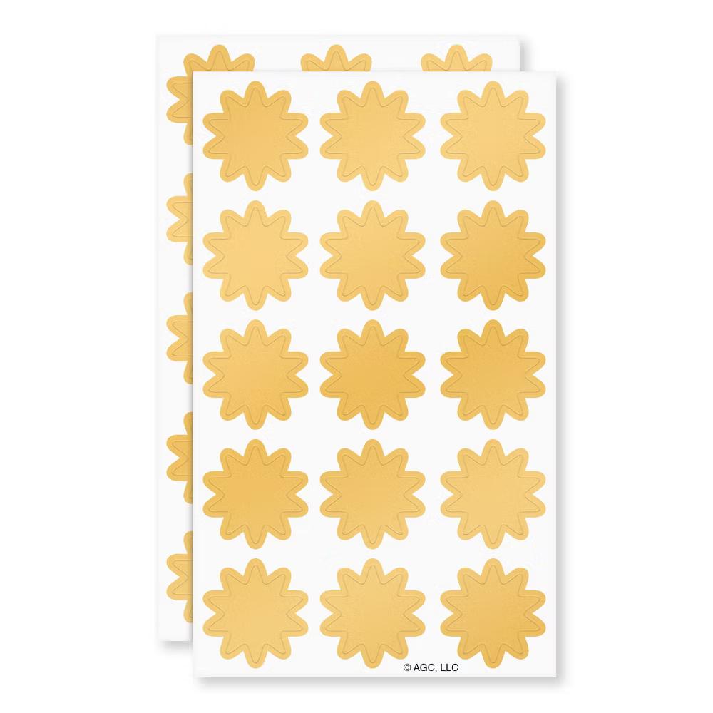 30ct 2 Sheets Stickers or Envelope Seals Shiny Gold Star Burst - Image 3