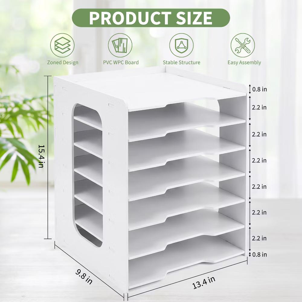 Multi-Layer Desktop File Organizer, Adjustable A4 Paper Storage Rack, Waterproof PVC Wood Plastic Board, Office Desk Folder Holder - Image 22