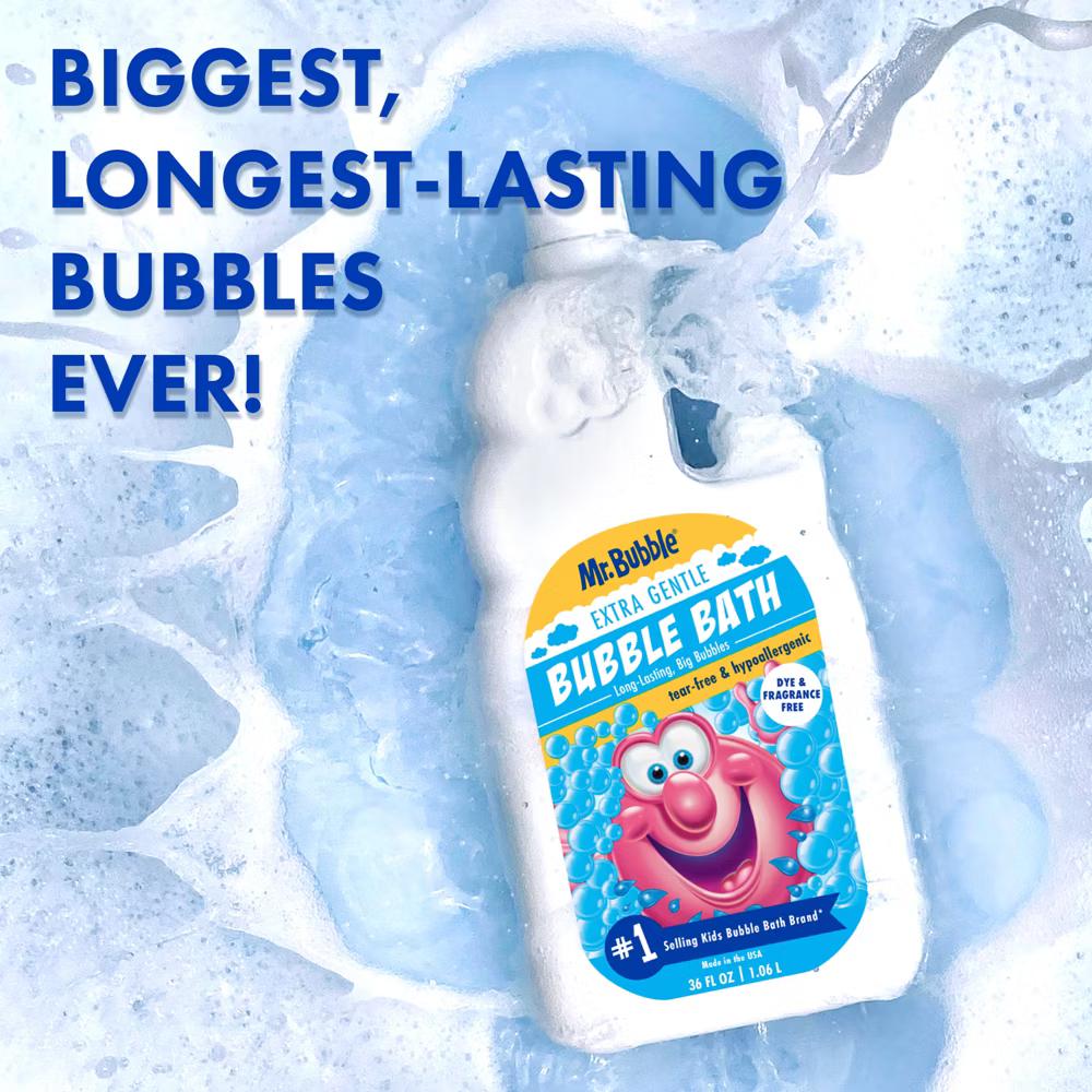 Mr. Bubble Extra Gentle Dye & Fragrance Free Bubble Bath 36-oz: Sensitive Skin, Basic Cleansing, Liquid Form - Image 2