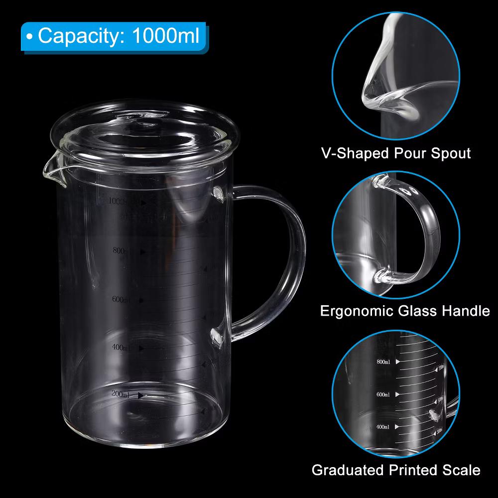 Borosilicate Glass Scale Measure Cups with Glass Lid and V-Shaped Spout - Image 22