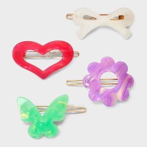Acrylic Barrettes - 4ct - For Hair Styling, Fashion, Solid Pattern, All Hair Types
