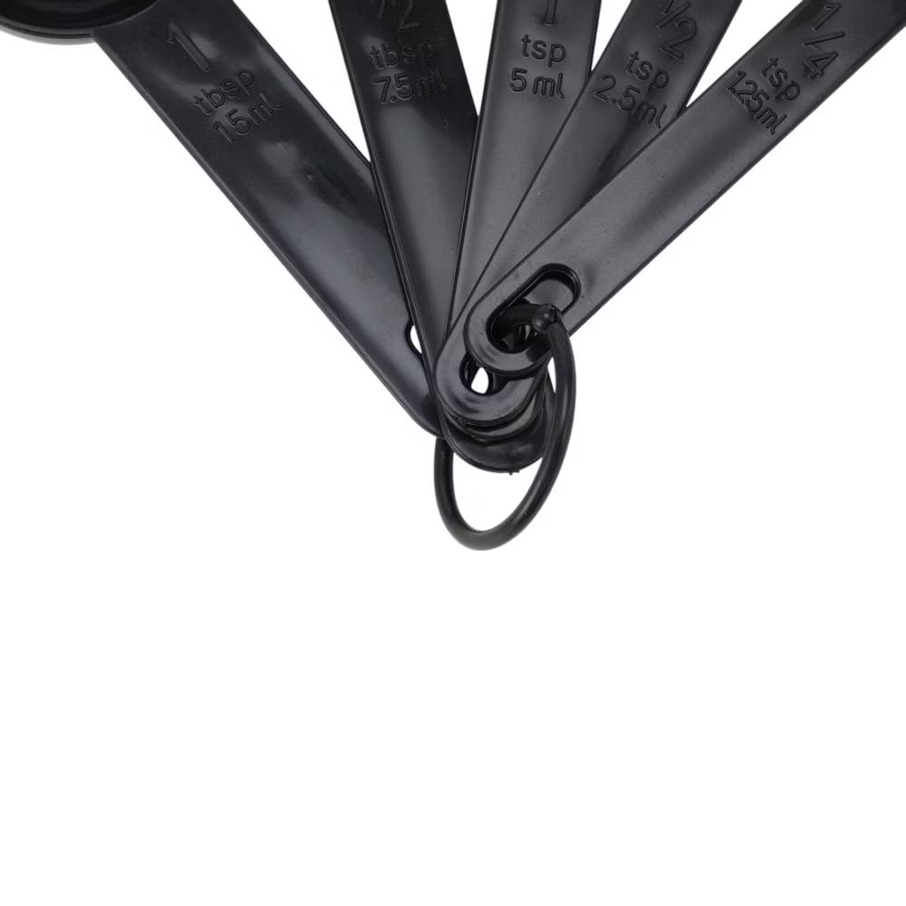Measuring Cups 5-Piece Long Handle Measuring Spoon Set Dishwasher Safe PP Black 1 Set