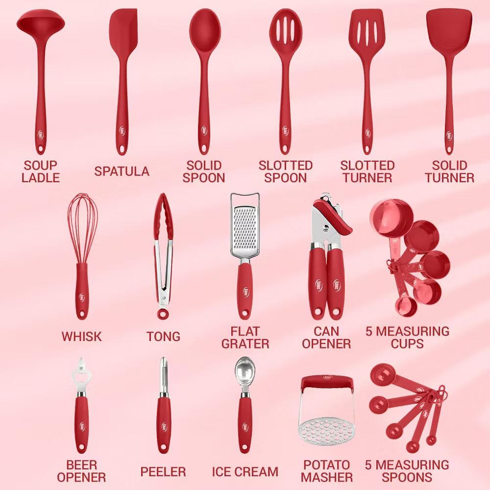 Kitchen Utensils Set, 24 Piece Silicone Cooking Utensils, Dishwasher Safe and Heat Resistant Kitchen Tools - Image 34