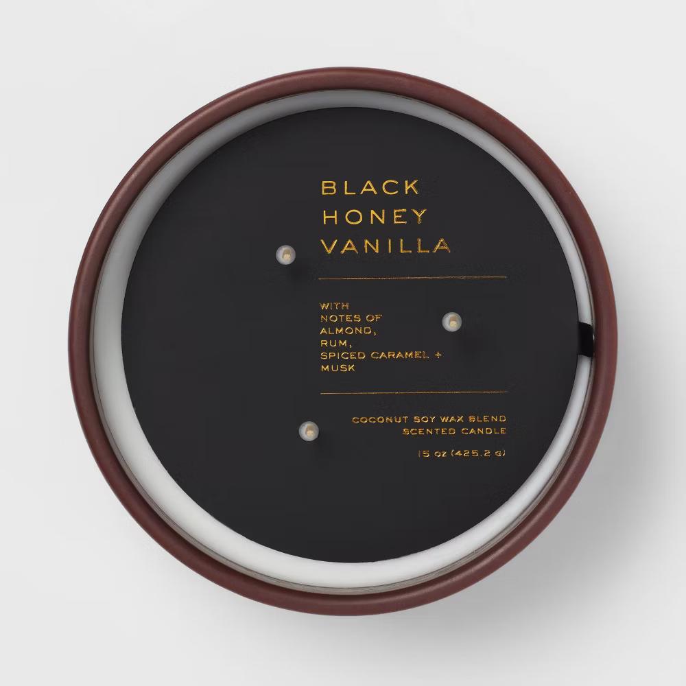 3 Wick 15oz Ceramic Black Honey Vanilla Jar Candle - Image 4