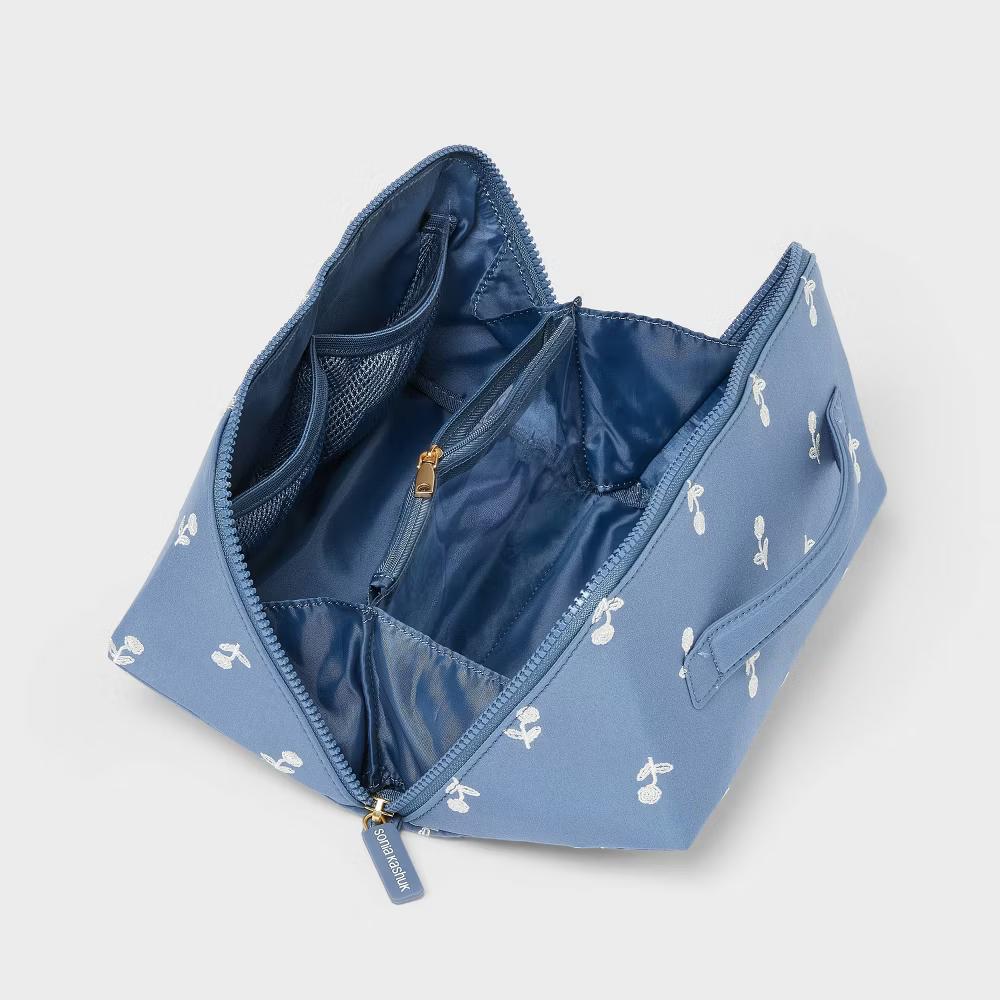 Diagonal-Zip Makeup Bag