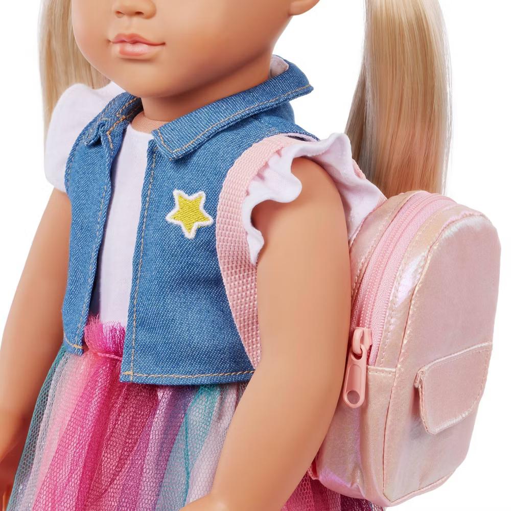 Evie 18" School Doll in Rainbow Skirt with Backpack & Accessories Set - Image 3