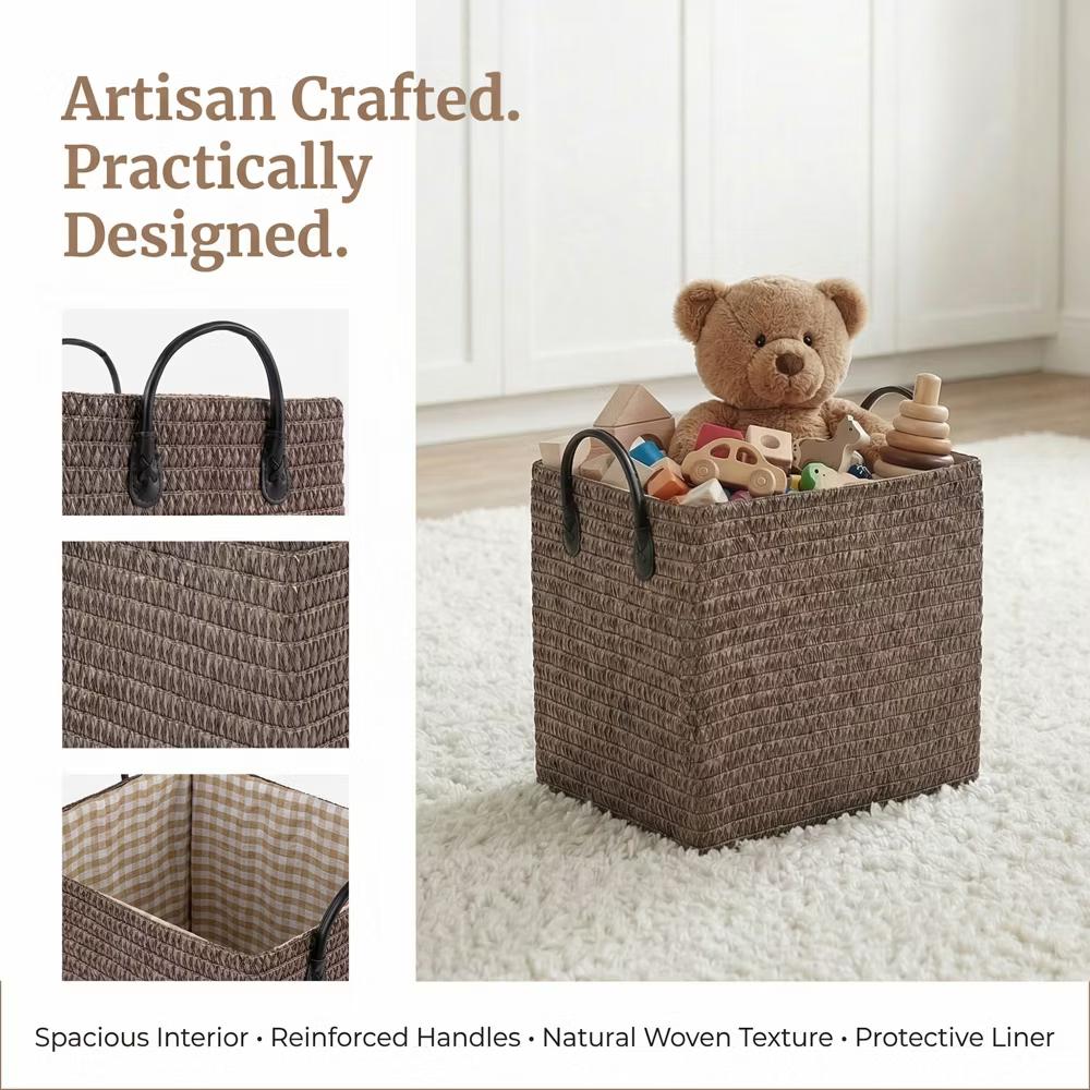Woven Storage Basket for Clothes Shoes Organizer Bin with Handles - Image 9