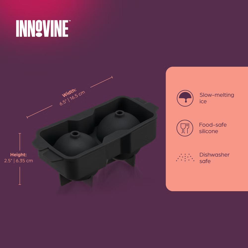 Innovine Sphere Ice Cube Tray for Whiskey, Soda, Juice, Silicone Mold for Chocolates, Candles, Home Bar, Kitchen Gifts, Makes 2.25? Ice Balls, Gray - Image 5