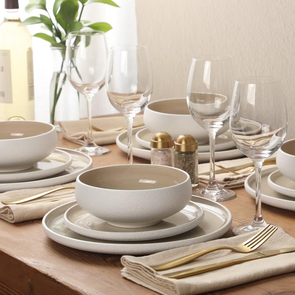 Pacifco Beach Plates and Bowls Sets, 12-Piece Stoneware Dinnerware Sets, Reactive Glaze Dish Set, Service for 4 - Image 7