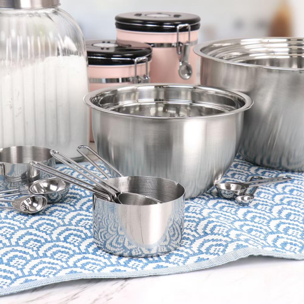 MegaChef 14 Piece Stainless Steel Measuring Cup and Spoon Set with Mixing Bowls - Image 7