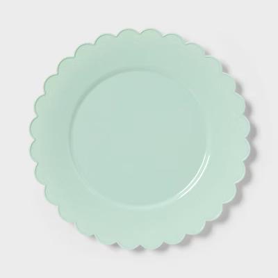 8ct Sage Green Scallop Dinner Plastic Plates - " - Image 2