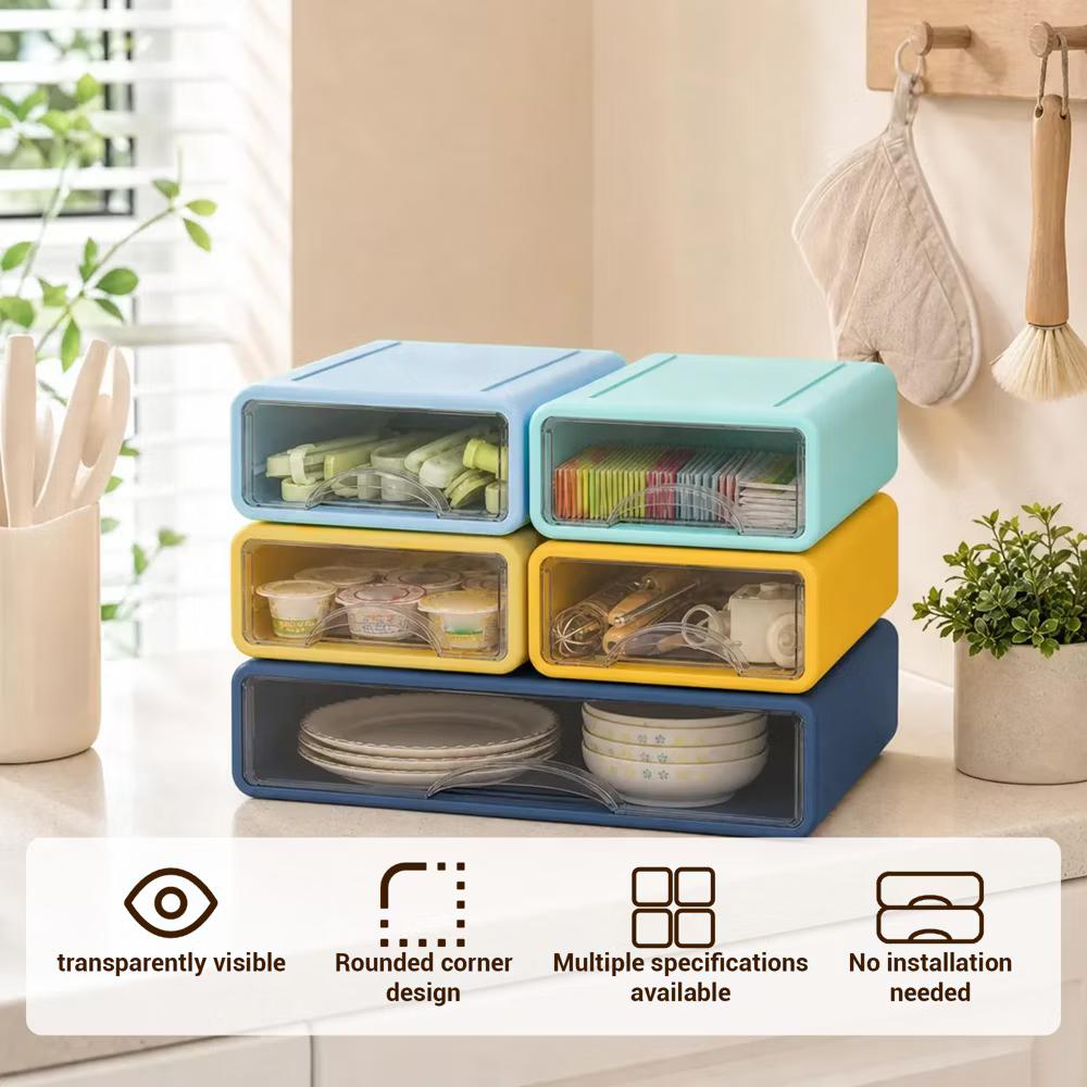 Stackable Storage Drawer with Dividers, Transparent PP Material Desktop Organizer, Durable Thickened Storage Container - Image 17