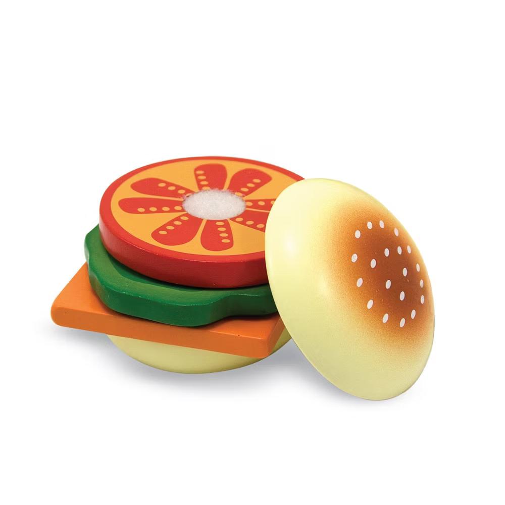 Wooden Sandwich-Making Pretend Play Food Set: Educational Toy with Stackable Pieces & Sound Effects - Image 2