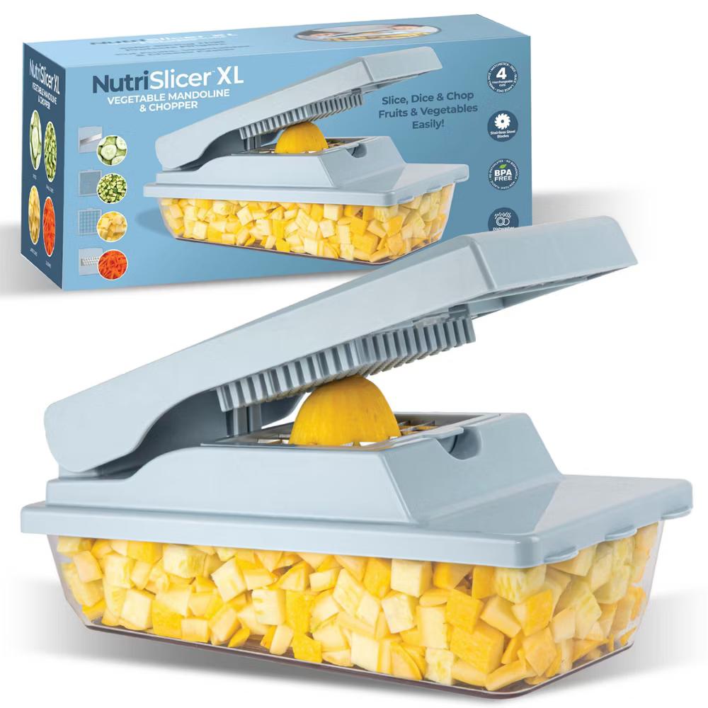 As Seen On TV NutriSlicer XL 7 Piece Vegetable Mandoline Slicer Chopper Dicer with Container & Blades - Image 9