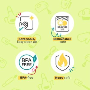 Baketivity Kid Safe Plastic Knives for Real Cooking with Cutting Board & Peeler, BPA-Free Dishwasher Safe Kids Knife Set