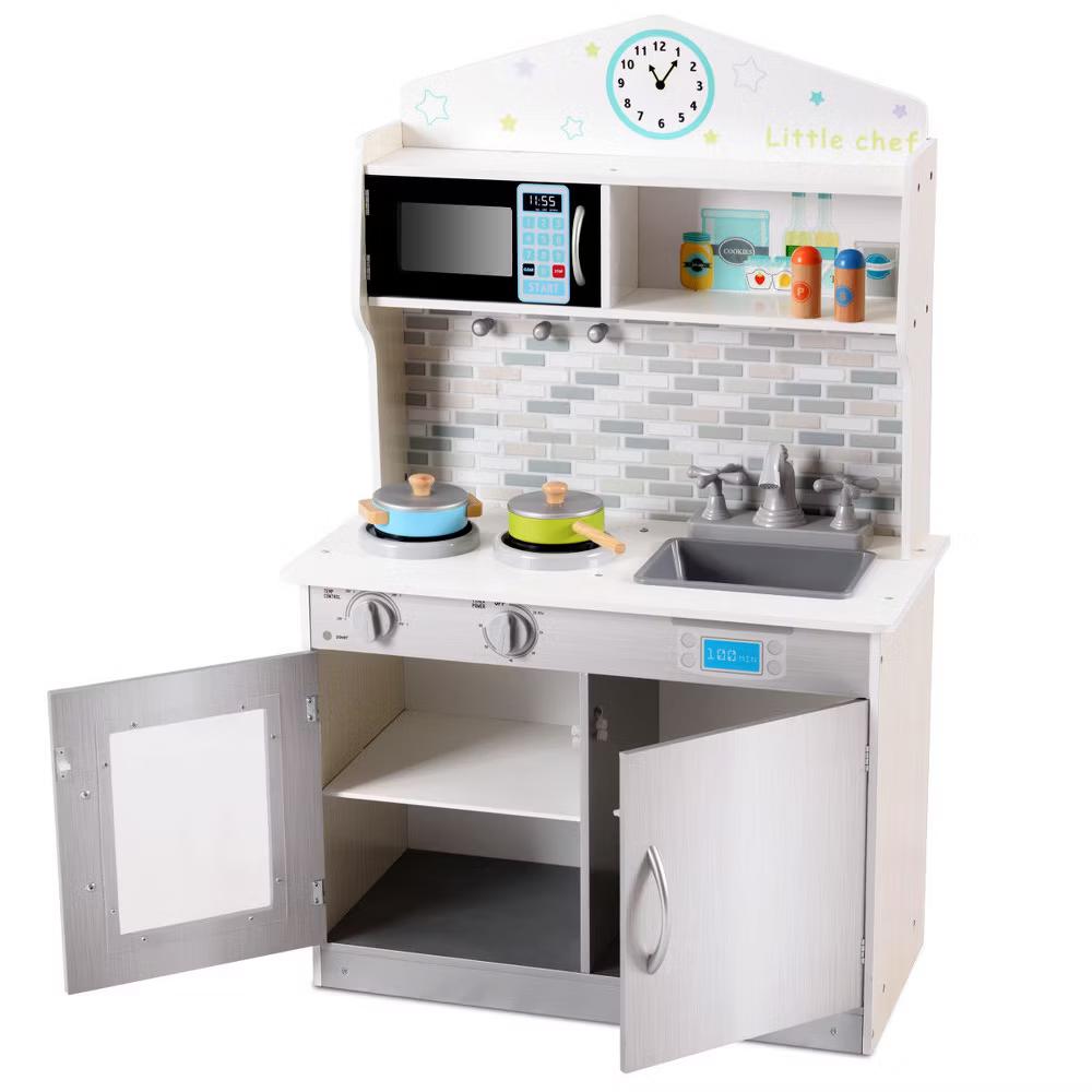 Kids Wooden Pretend Cooking Playset Cookware Play Set Kitchen Toys Gift - Image 8