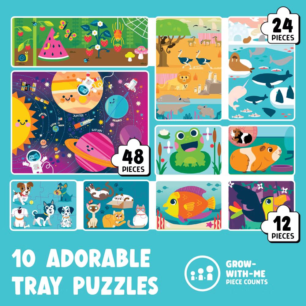 Wooden Tray Puzzle 10 Pack Kids Puzzle Set Ages 3+ - Image 3