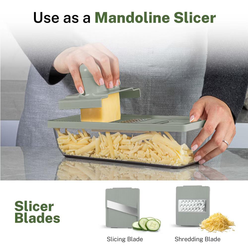 As Seen On TV NutriSlicer XL 7 Piece Vegetable Mandoline Slicer Chopper Dicer with Container & Blades - Image 23