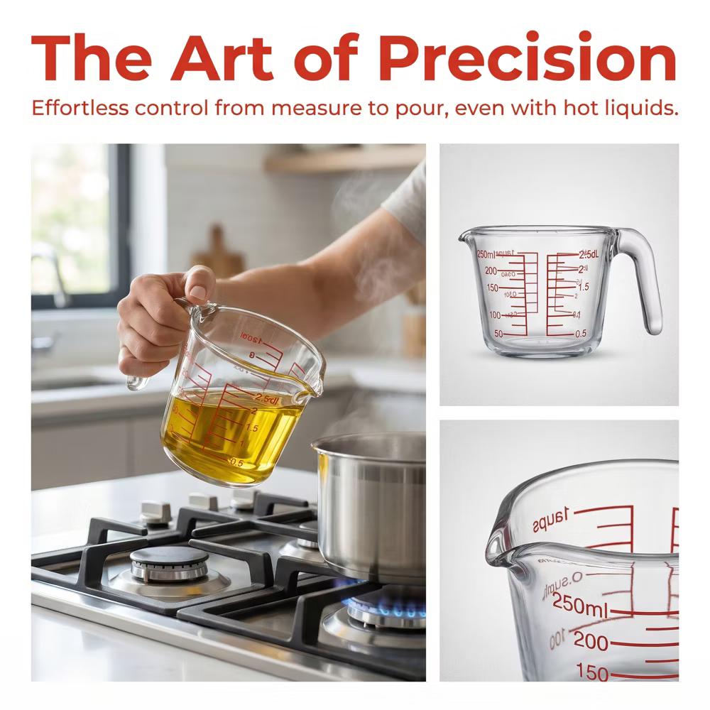 Measuring Cup, 1 Cup Glass Measuring Cup Liquid Measuring Cups, Measure Cups for Kitchen Baking - Image 9