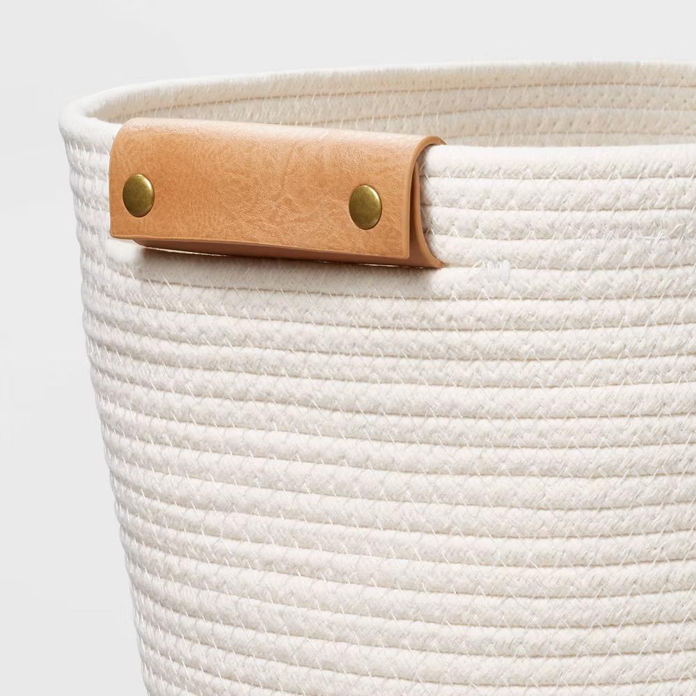 13" Decorative Coiled Rope Basket - Image 7