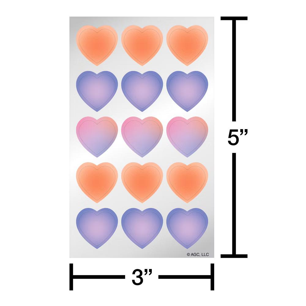 30ct 2 Sheets Heart Stickers or Envelope Seals Pink/Purple/Ombre Hearts - Image 3