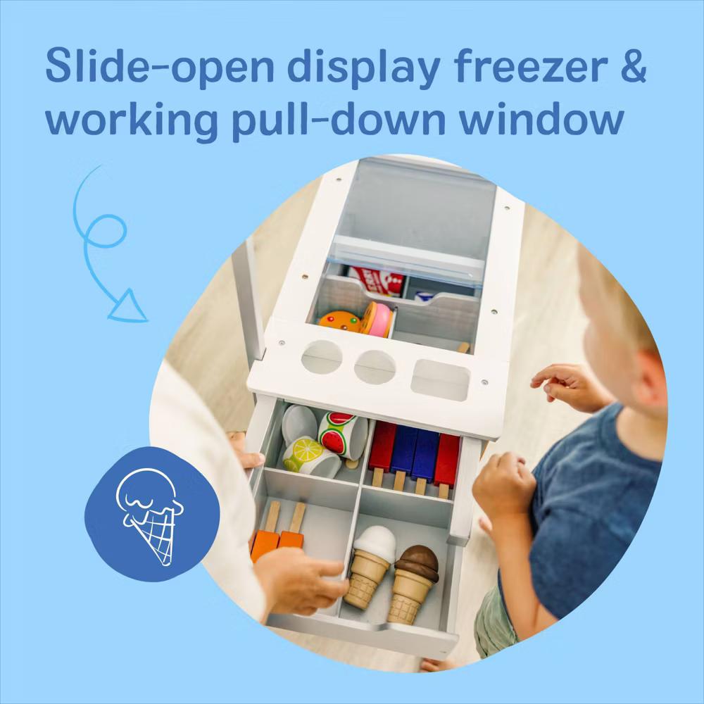 Wooden Snacks and Sweets Food Cart - 40+ Play Food pc, Reversible Awning: Educational Play Kitchen - Image 5